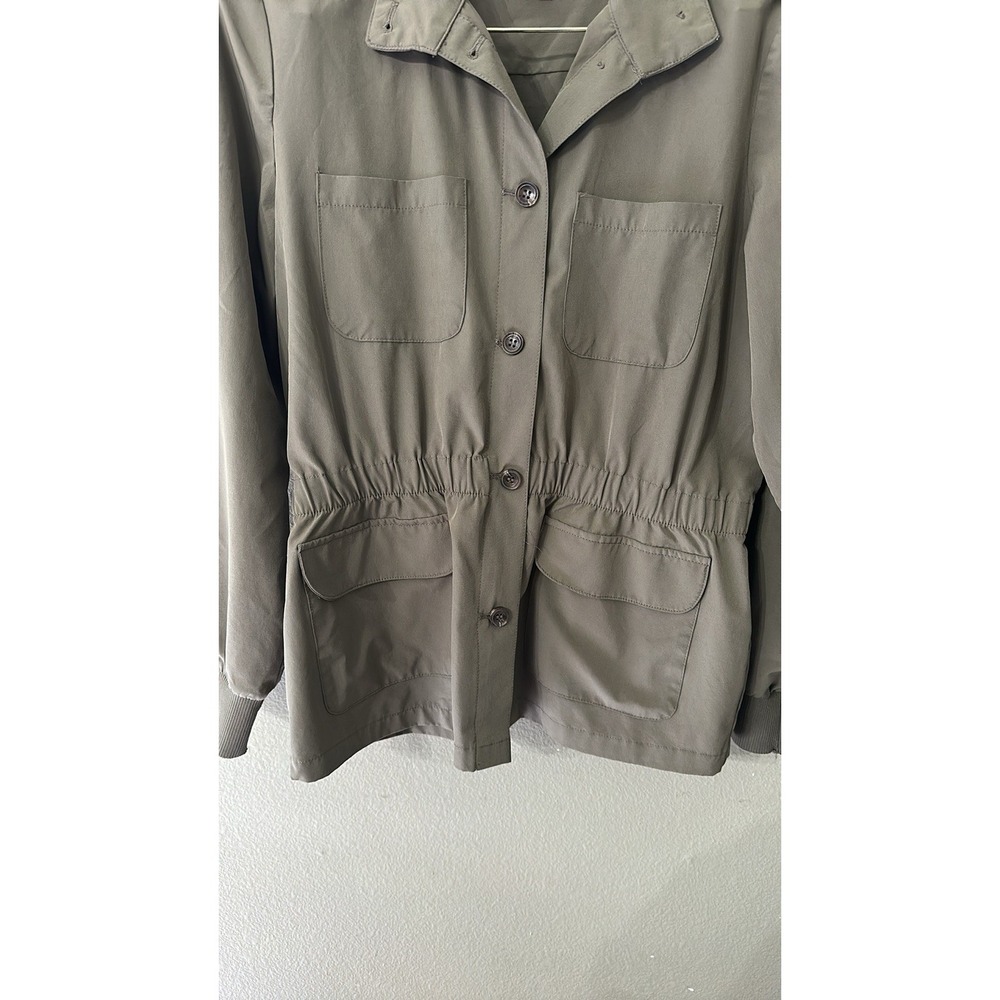 Calvin Klein Utility Jacket Shirt‎ Blouse Medium Green Elastic Waistband - Picture 5 of 8